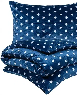 Obliečky 4Home obliečky mikroflanel Stars modrá, 140 x 220 cm, 70 x 90 cm