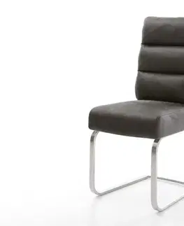 Jedálenské stoličky DELIFE Jedálenská stolička Pela-Flex mikrovlákno antracitová vintage jedálenská stolička plochá nerezová oceľ vrecková pružina