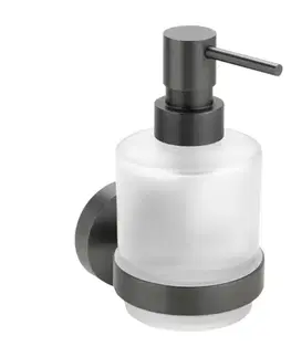 Držadlá k vani SAPHO - X-ROUND GUN METAL dávkovač mydla 200ml, mliečne sklo, gun metal XR103GM