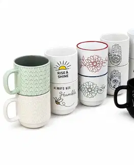 Hrnčeky, šálky, podšálky MAKRO - Hrnček Coffe 410ml 9x10,2cm stohovateľný rôzne motívy a farby