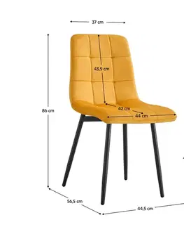 Jedálenské stoličky KONDELA Ramita Typ 3 jedálenská stolička žltá (Velvet) / čierna