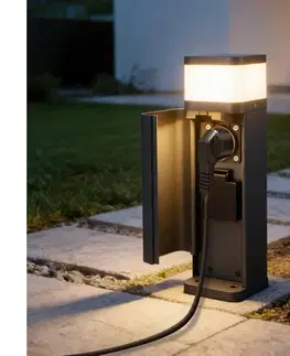 Záhradné lampy BRILAGI -Vonkajšia lampa s 2 zásuvkami typu SCHUKO PILLAR 1xG9/11W/230V IP44 antracit BRI808