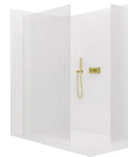 Sprchové dvere CERANO - Sprchová zástena Walk-in Crystal TL/P - 8 mm - bezvzperový systém - zlatá, ryhované sklo - 150x80x200 CER-8050BD5809