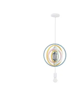 Svietidlá  Detský závesný luster HOOPS na lanku 1xE27/20W/230V priemer 27 cm pestrofarebný 31-12043