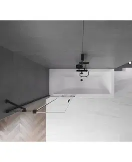 Sprchové dvere MEXEN/S - Velar Dvojkrídlová posuvná vaňová zástena 75 x 150, transparent, čierna 896-075-000-01-70