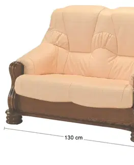 Sedacie súpravy PYKA Adam kožená dvojsedačka drevo D3 / svetlomarhuľová (Rose white)