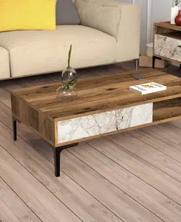 Konferenčné stolíky Konferenčný stolík Istanbul - Walnut, White Marble