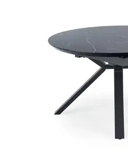 Jedálenské stoly HALMAR Vertigo okrúhly rozkladací jedálenský stôl čierny mramor / čierna