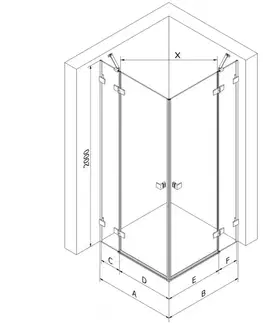 Sprchovacie kúty MEXEN/S - Lunar Duo sprchovací kút dvere krídlové 105 x 95, transparent, zlato kartáčovaná 834-105L-095P-55-00