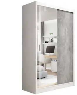 Šatníkové skrine Skriňa Stone 150 biela/betón