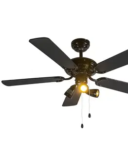 Stropné ventilátory Stropný ventilátor čierny 110 cm 3-svetelný s ťahacím káblom - Mistral