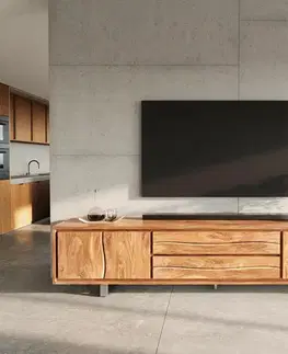 Televízne stolíky DELIFE TV stolík Live-Edge 300 cm akácia prírodná 4 dvierka 2 zásuvky