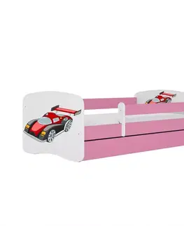 Postele pre dievčatá Detská Posteľ. Babydreams+Sz+M Ružová 70x140 Auto