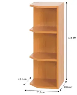 Kuchynské horné skrinky KONDELA Lora MDF New W30N L horná rohová kuchynská skrinka jelša