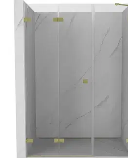 Sprchovacie kúty MEXEN/S - Lunar-F skladacie sprchové dvere ľavé 120, transparent, zlatá kartáčovaná 836S-120-050-55-00-L