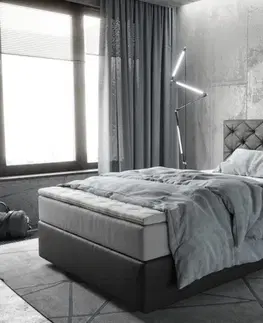 Postele Boxspring DELIFE Boxspring posteľ Dream-Great 120x200 cm mikrovlákno antracitová vintage s vreckovou pružinovou matracou a visco topperom