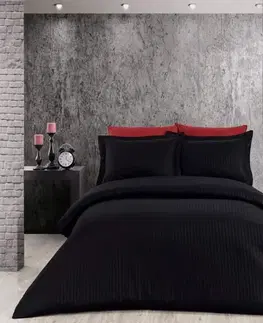 Obliečky Obliečky damaškové čierne TiaHome - 2x Vankúš 90x70cm, 1x Paplón 200x220cm