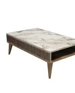 Konferenčné stolíky Konferenčný stolík Mila White Marble and Walnut