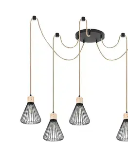 Svietidlá Rabalux 3150 - Luster na lanku FARFALLE 5xE27/40W/230V pavúk čierna/buk 3150