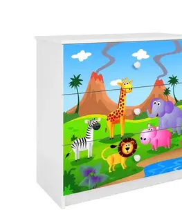 Komody so zásuvkami Detská komoda  Babydreams biela – Safari