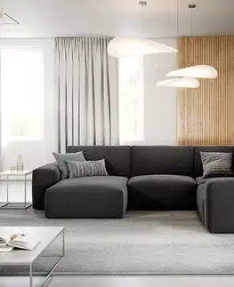 Sedacie súpravy XL DELIFE Pohovka v tvare "U" Lanzo 300x210 cm mikrovlákno čierna ležadlo variabilné