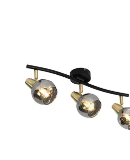Stropné osvetlenie Stropné svietidlo zlaté 56 cm s dymovým sklom 3-svetlo - Vidro