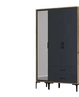 Šatňové skrine Šatníková skriňa Kumsal RT - Walnut, Anthracite