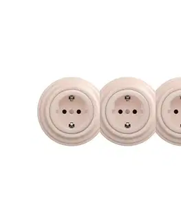 Predlžovacie káble Reblig - Trojitá retro zásuvka domová s rámčekom SCHUKO 230V staroružová RG0121+2xRG0120+3xRG0143