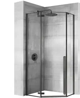Vane REA/S - Sprchovací kút DIAMOND 80x80 - čierna matná + sprchova vanička Diamond, biela KPL-06900