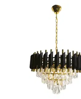 Svietidlá  Luster na reťazi CRISTAL 7xE14/10W/230V priemer 48 cm čierna/zlatá ML2582
