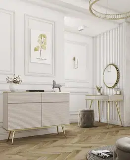 Nábytok ArtPS Toaletný stolík BIJOU T-102 MDF | béžová / zlaté nohy