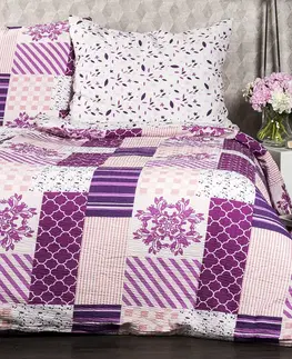Obliečky 4Home Krepové obliečky Patchwork violet, 140 x 220 cm, 70 x 90 cm