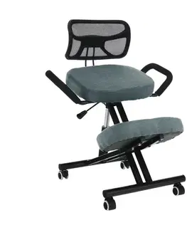 Jedálenské stoličky KONDELA Rufus ergonomická kľakačka na kolieskach sivá / čierna