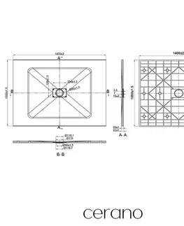Vane CERANO - Sprchová vanička obdélníková FlexiCut - SMC/minerální kompozit - upravitelná - černá matná - 140x100x3  CER-666118