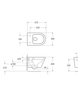 Záchody SAPHO - PACO SHORT závesná WC misa, Rimless, 36x47,5cm, biela PZ1012SH