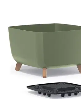 Kvetináče a truhlíky NABBI DGQL400 plastový kvetináč na nožičkách 39 cm zelená