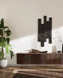 Televízne stolíky DELIFE TV stolík Imara 200 cm mango hnedá 4 dvierka závesné