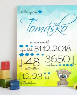 Tabuľky s venovaním (darčeky) Darček na krstiny - Tabuľka s dátumom narodenia