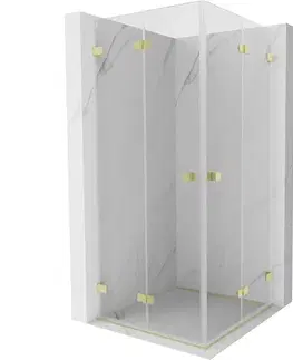 Sprchovacie kúty MEXEN/S - Lunar-F Duo sprchovací kút skladacie dvere 90 x 90, transparent, zlato kartáčovaná 836-090L-090P-55-00