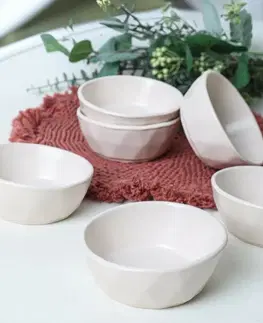 Misky a misy Súprava 6 kameninových misiek Facetta 12 cm, krémová
