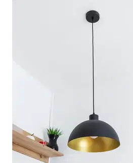 Svietidlá  Luster na lanku VESPER 1xE27/15W/230 priemer 30 cm čierna/zlatá W-KM 1808/1 BK+GO