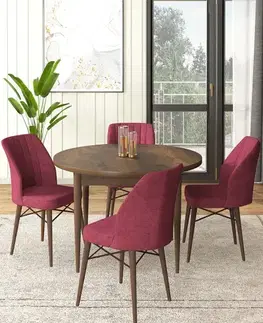 Jedálenské sety Dining Table & Chairs Set (5 Pieces) Rox - Baroque, Burgundy