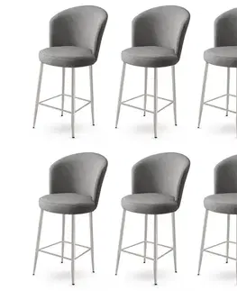 Barové stoličky Bar Stool Set (6 Pieces) Fora - Grey, Chrome