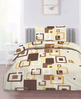 Obliečky Obliečky deluxe bavlnené Kocky hnedé 200x140cm+90x70cm TiaHome