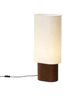 Stojace lampy Japandi stojaca lampa orechové drevo s látkovým tienidlom 70cm - Lamel