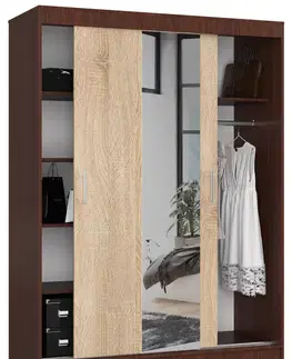 Šatníkové skrine Šatníková skriňa AIRIZ150, wenge / dub Sonoma