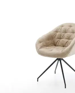 Jedálenské stoličky DELIFE Jedálenská stolička Gaio-Flex mikrovlákno béžová vintage krížová podstava zúžená čierna