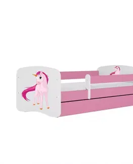 Postele pre dievčatá Detská Posteľ. Babydreams+Sz+M Ružová 80x160 Jednorožec