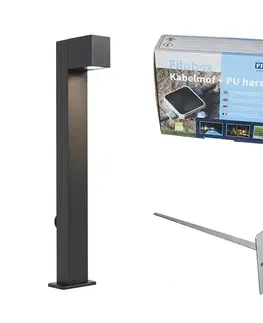 Zahradne stlpove lampy Vonkajšia lampa čierna so zemným hrotom a káblovou priechodkou 65 cm vrátane zásuvky IP44 - Baleno