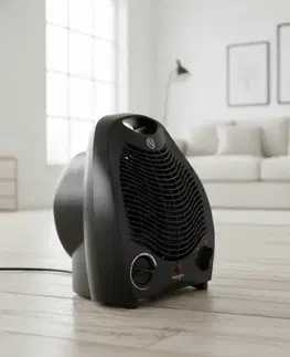 Teplovzdušné ventilátory Elektrické kúrenie s ventilátorom a bezpečnostným spínačom, čierna